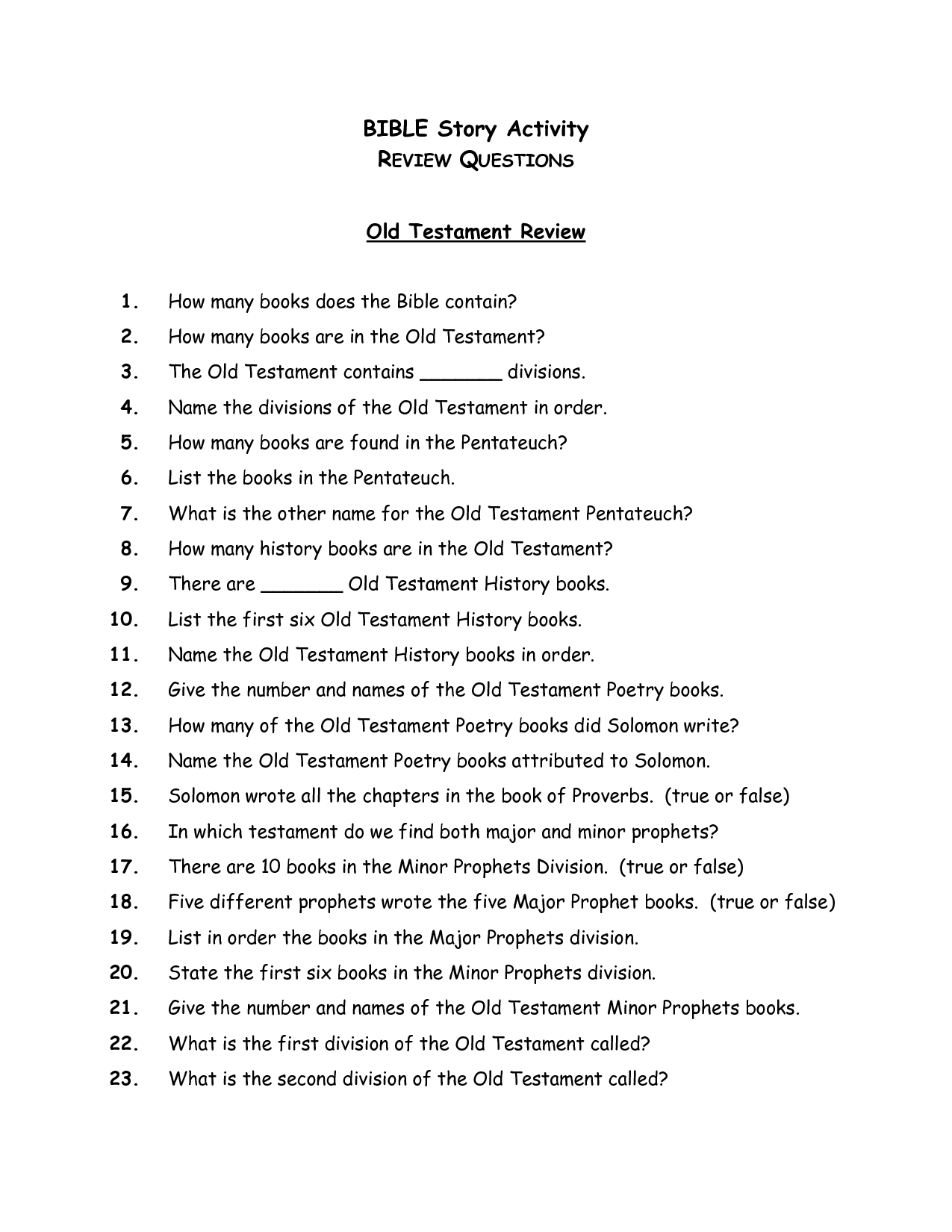 Bible Story Activities