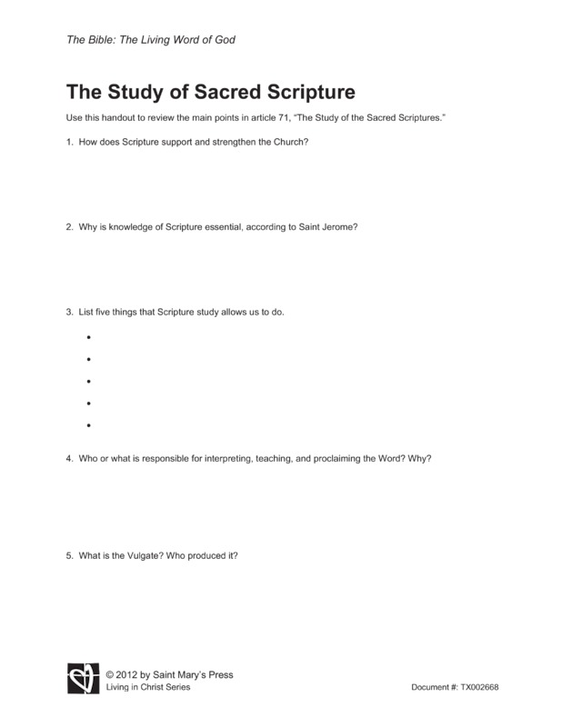 Bible Study Question Worksheets
