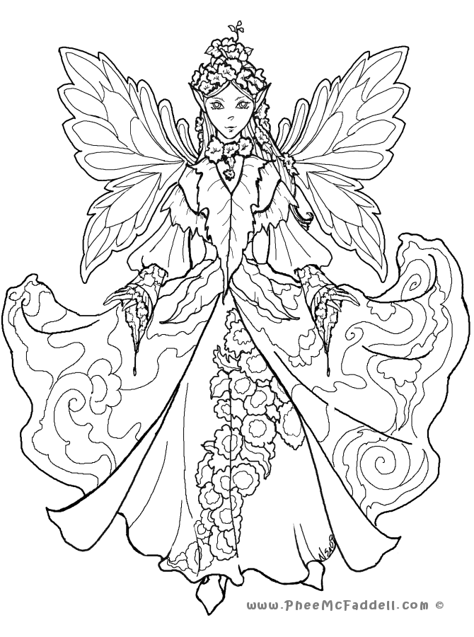Detailed Fairy Coloring Pages for Adults Image