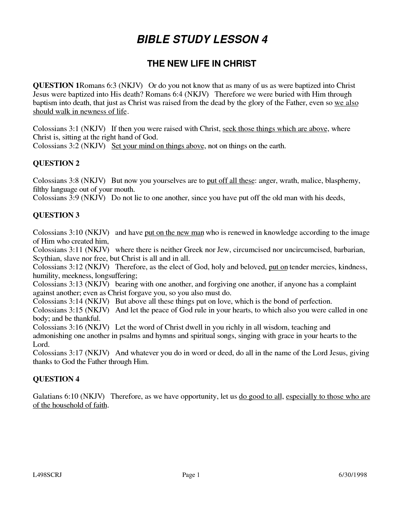 Bible Questions Worksheets