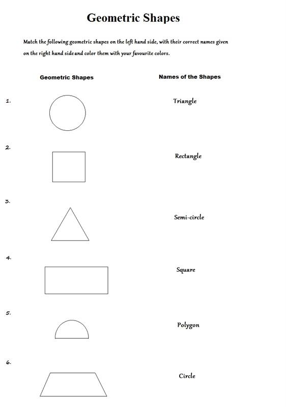 Geometric Shapes and Names Worksheets