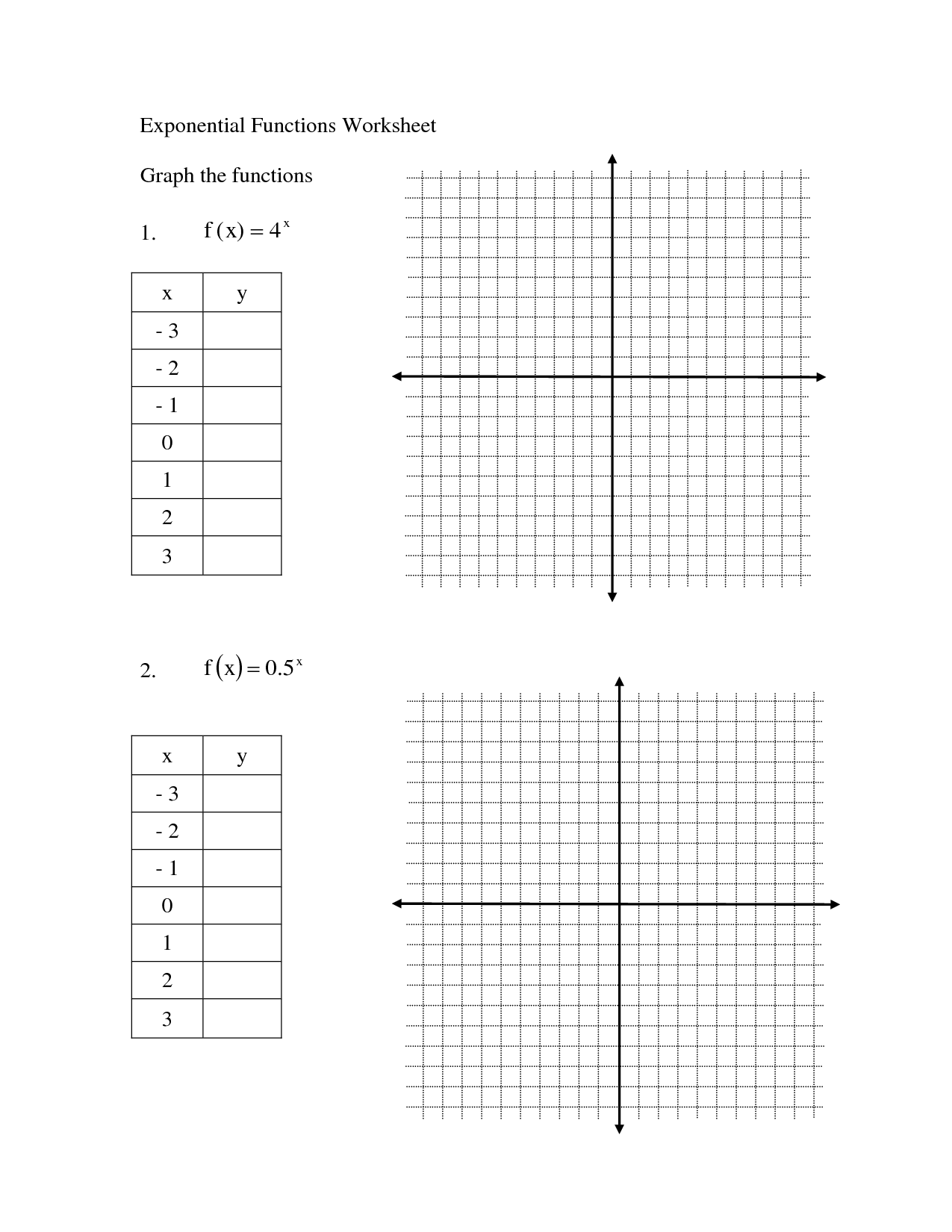 homework 7 graphing exponential functions