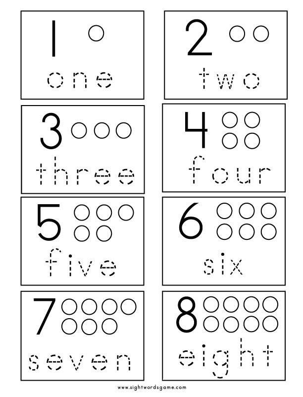 Kindergarten Numbers 1 20 Flashcards Image
