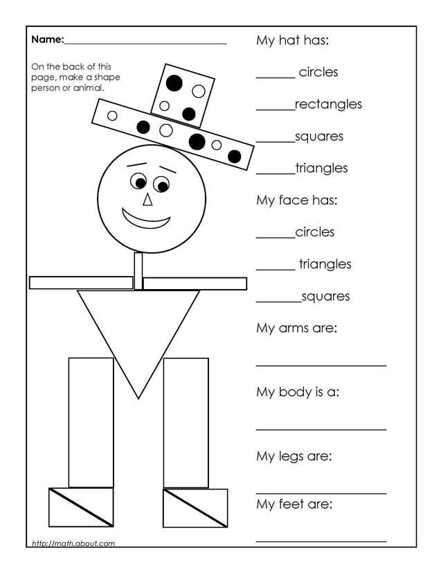 Math Shapes Worksheet First Grade