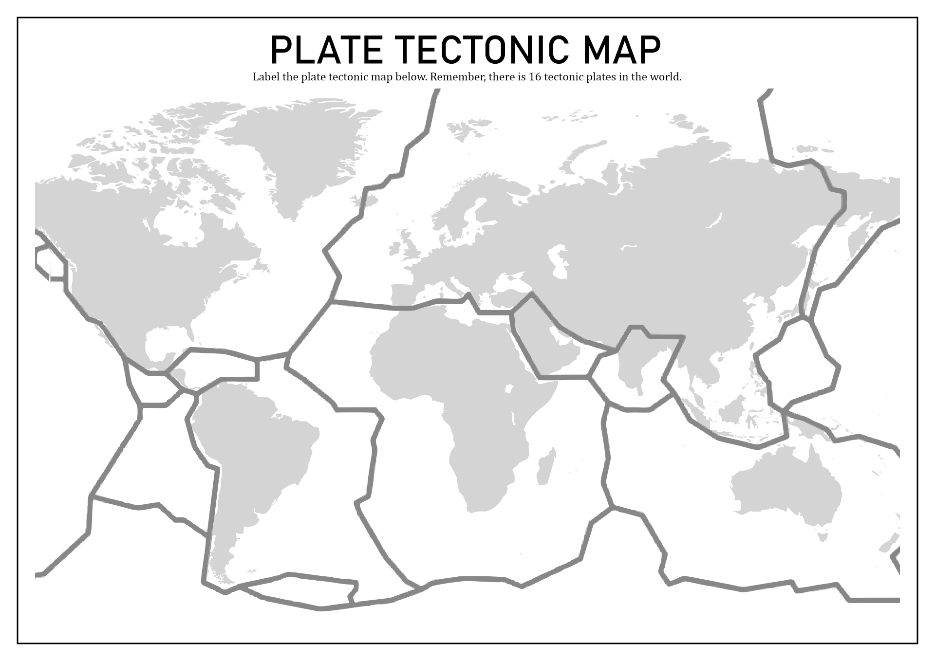 Plate Tectonics Map Worksheet