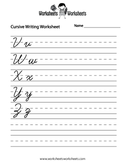 Printable Cursive Writing Worksheets for Kids Image