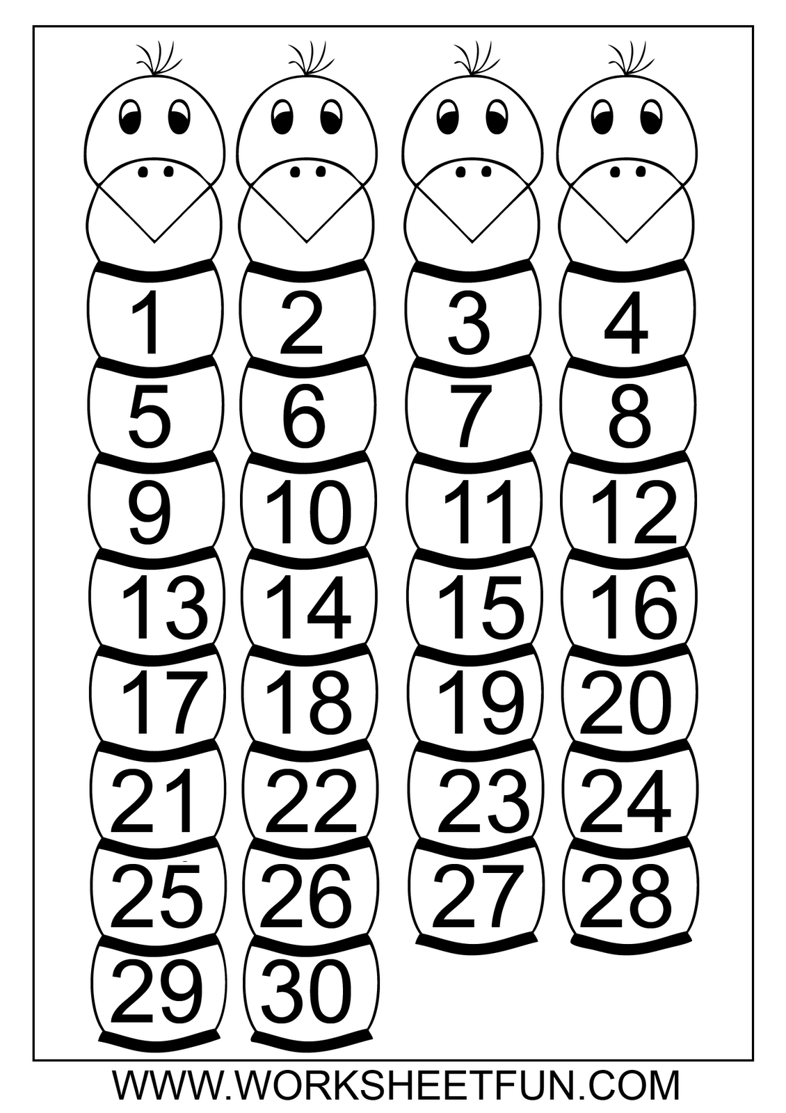 Printable Number Chart 1 30 Image