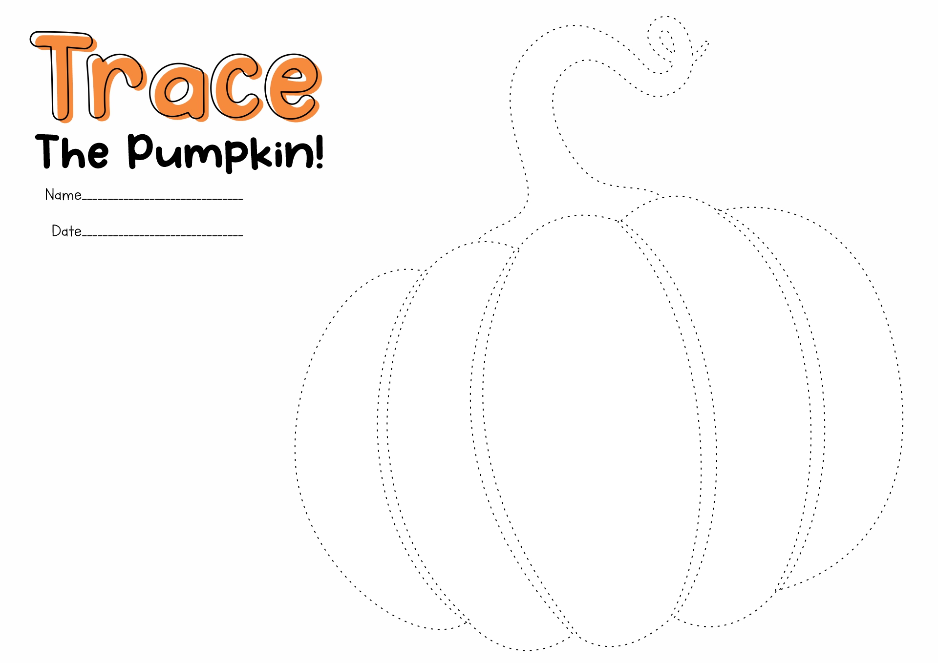 Pumpkin Tracing Worksheet Image