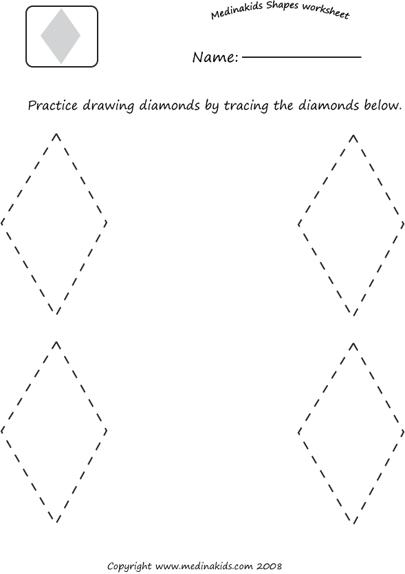 Tracing Shapes Worksheets Diamonds Image