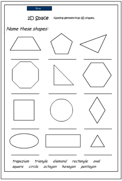 2D Shapes Worksheets Printable Image