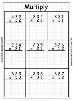 3 by 2 Digit Multiplication Worksheets Image