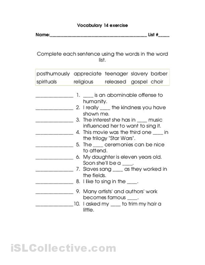 5th Grade Vocabulary Worksheets Image