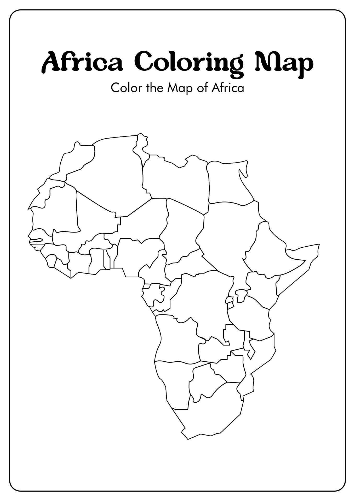 Africa Coloring Map Image