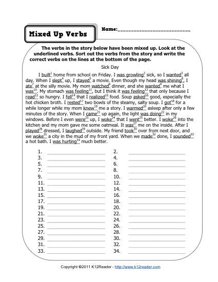 Being Verbs Worksheet for 5th Grade Image