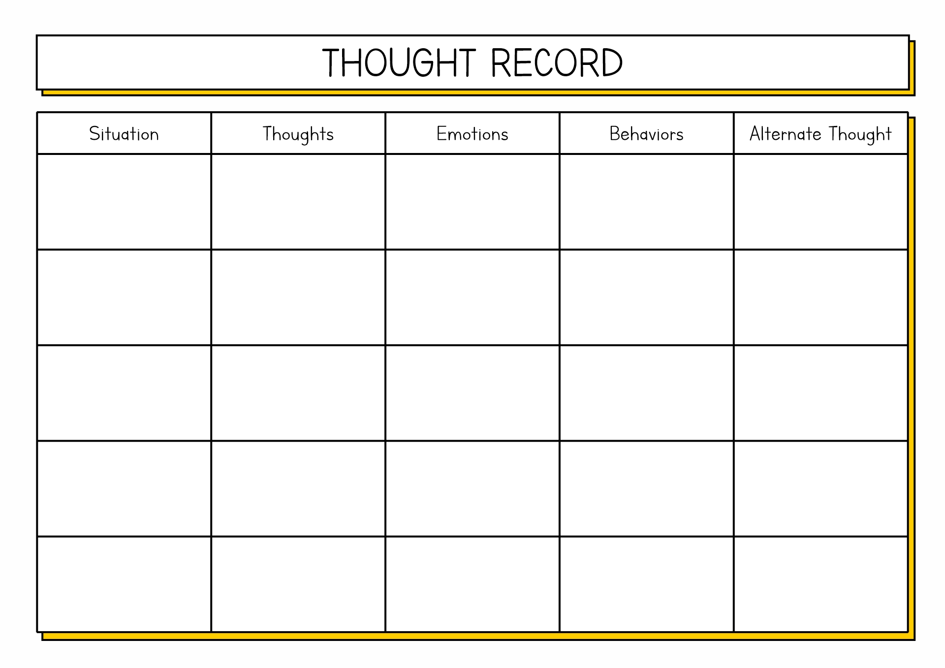 CBT Thought Record Worksheet Image