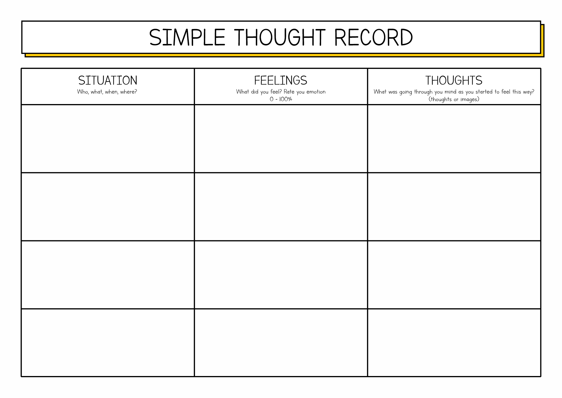 CBT Thought Record Worksheet Image