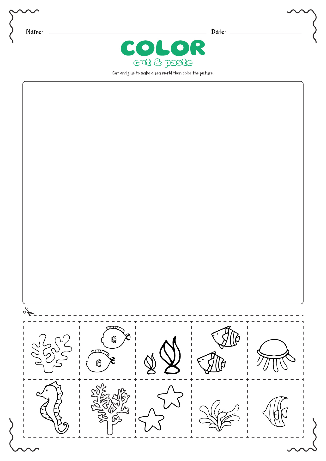 Color Cut and Paste Worksheets