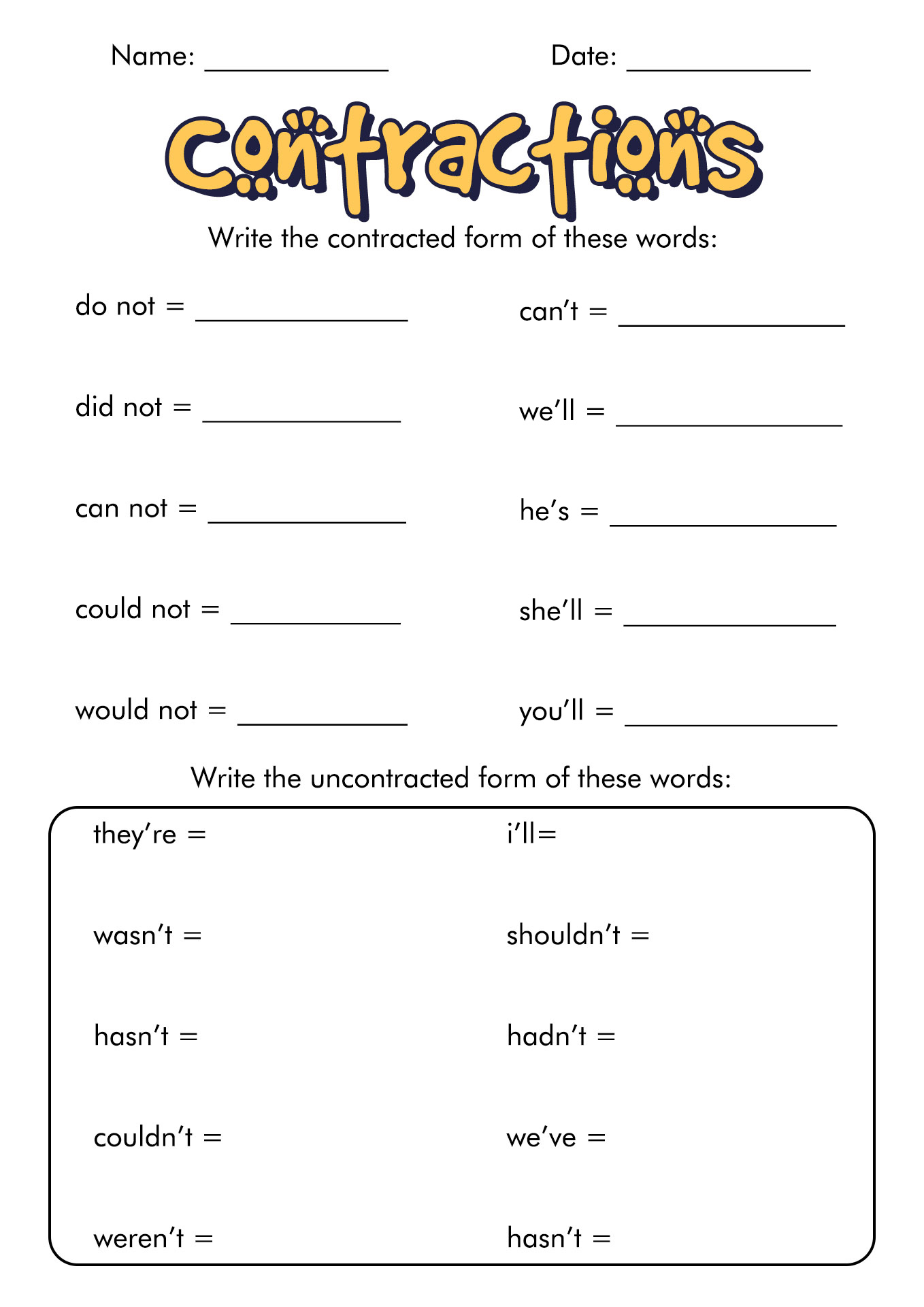 15-pronoun-contractions-worksheets-worksheeto