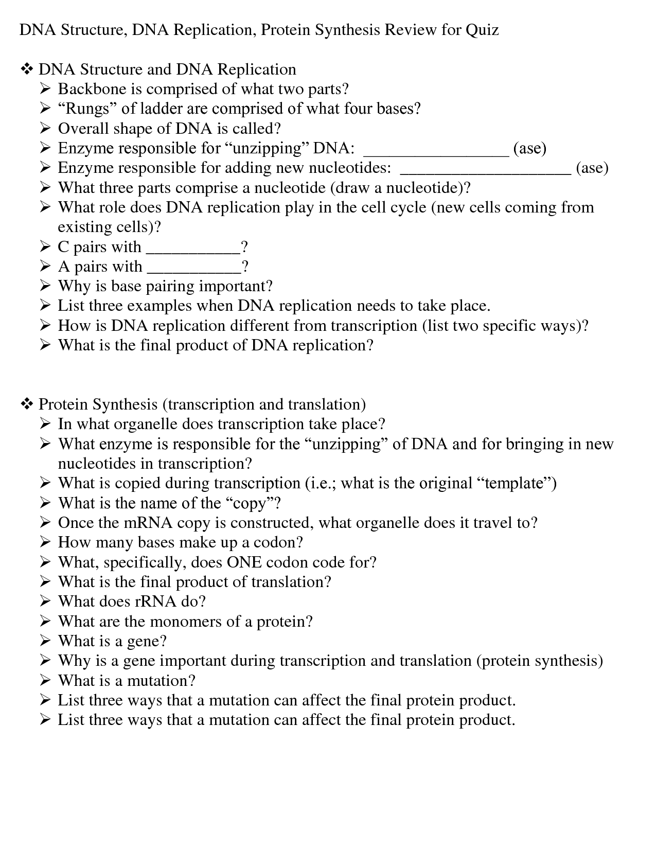 DNA Structure and Replication Worksheet Answer Key Image