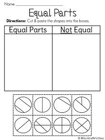 Equal Parts Worksheets Cut and Paste Image