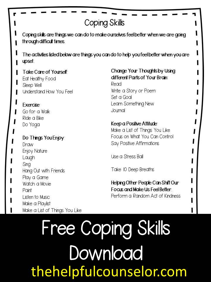 Free Coping Skills Worksheets Image
