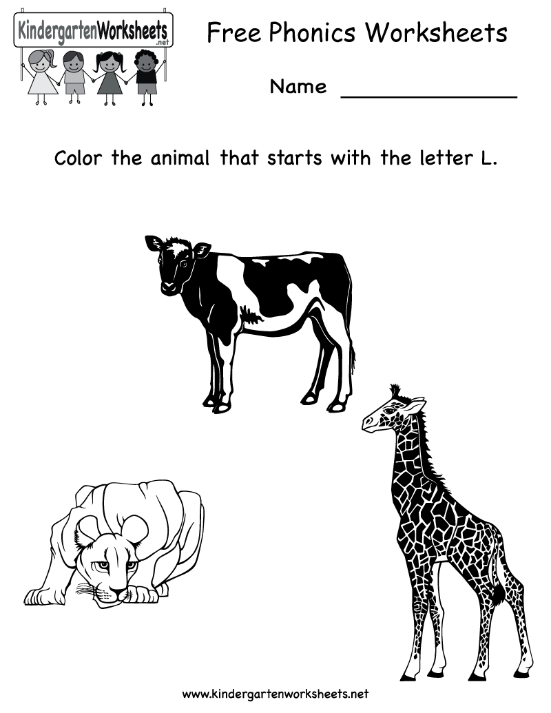 Free Kindergarten Phonics Printable Worksheet Image