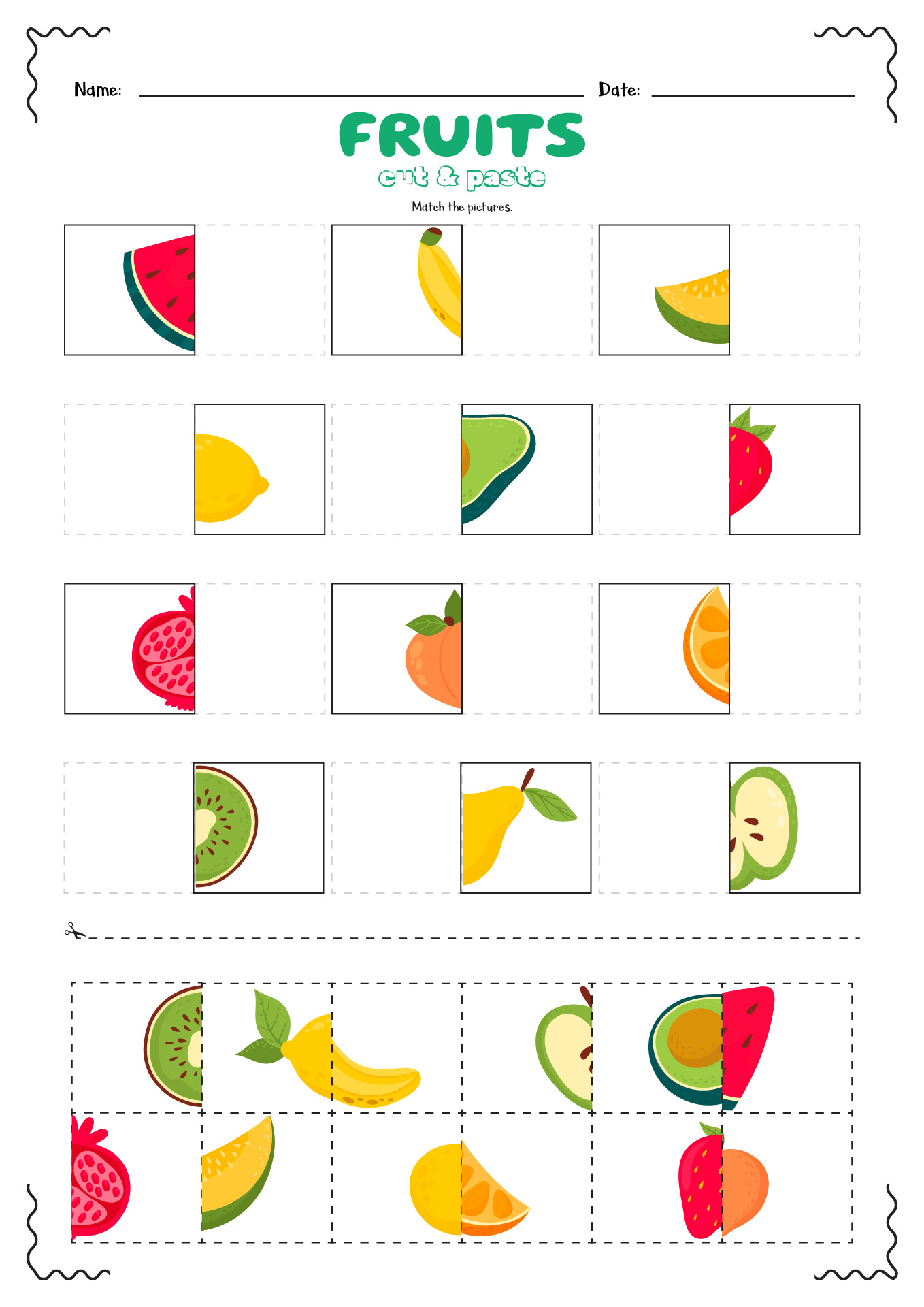 Fruit Cut and Paste Worksheet