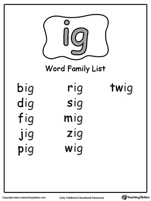 IG Word Family List Image