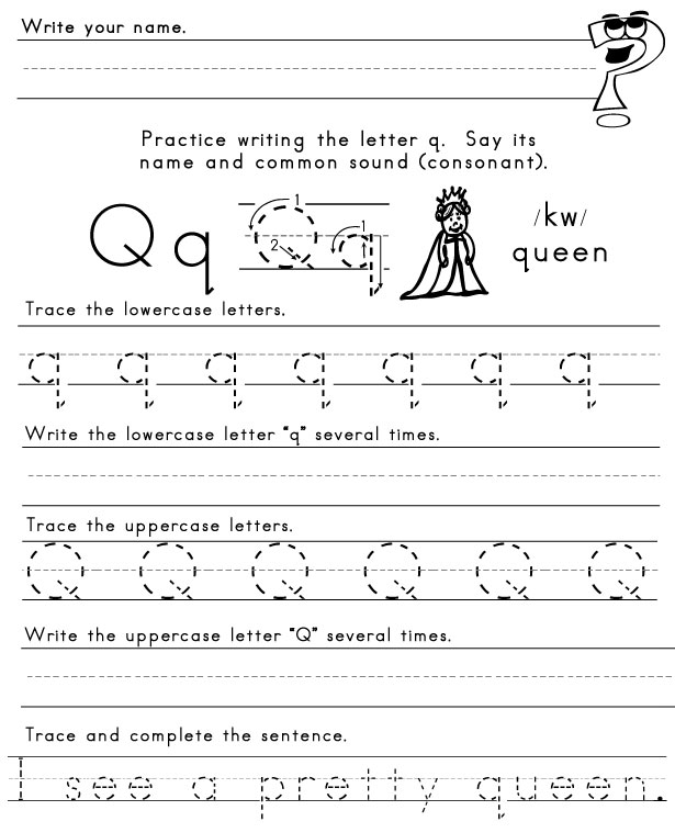 Letter Q Tracing Worksheets