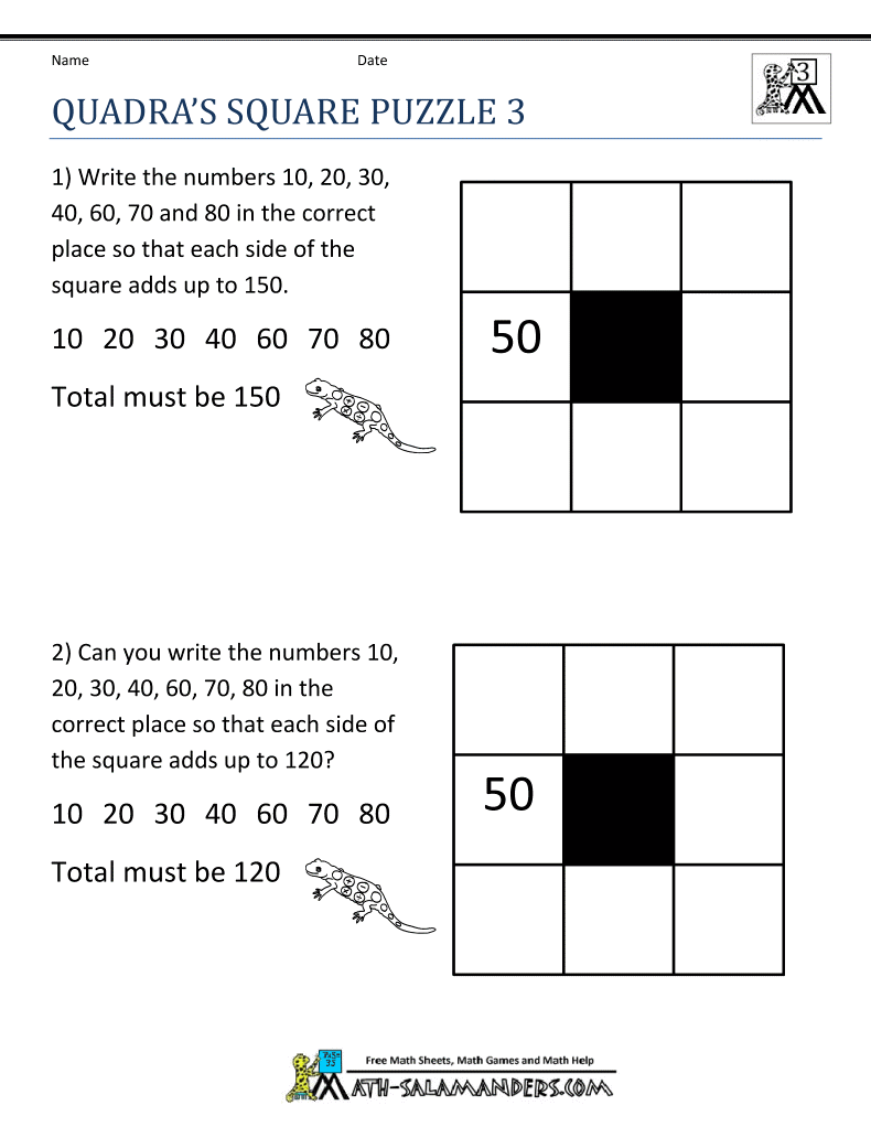 Math Puzzle Worksheets 3rd Grade Image