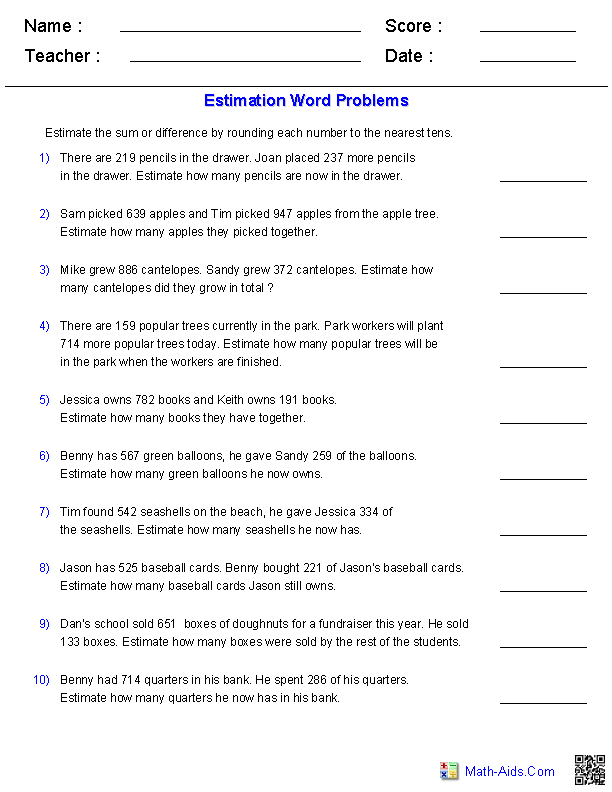 Math Word Problem Worksheets Grade 3 Image