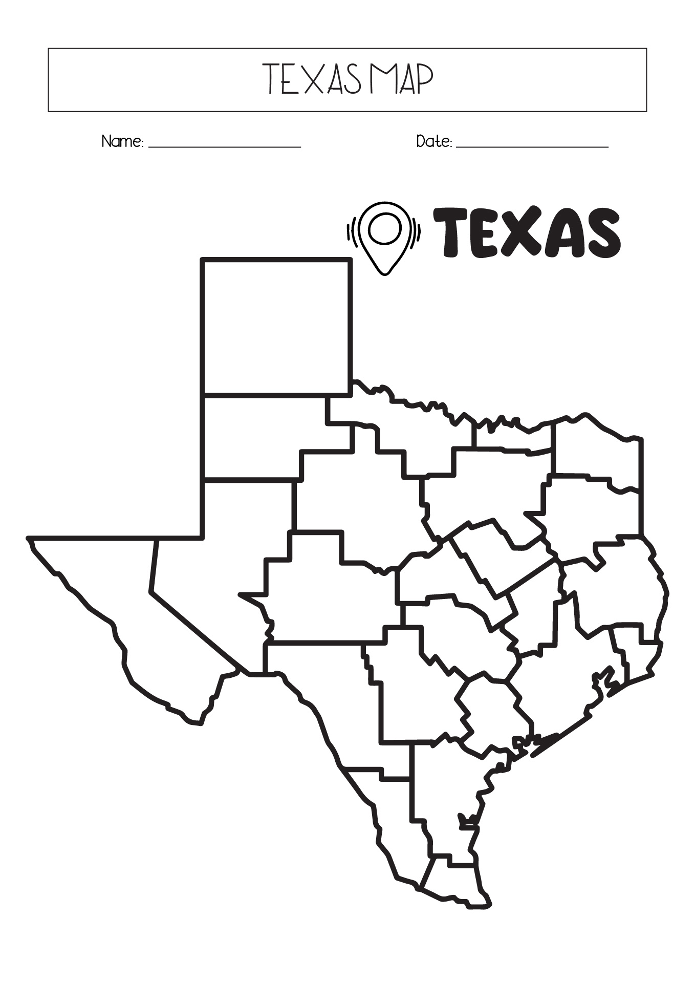 Printable Blank Texas Map
