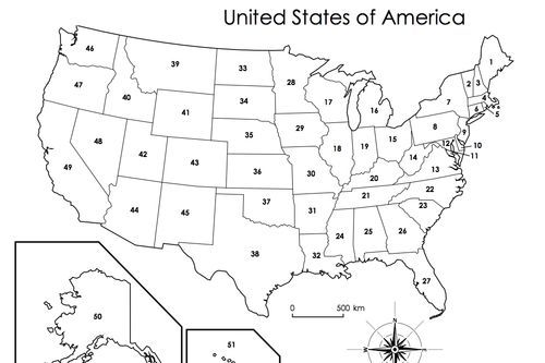 Numbered Us Map Worksheet