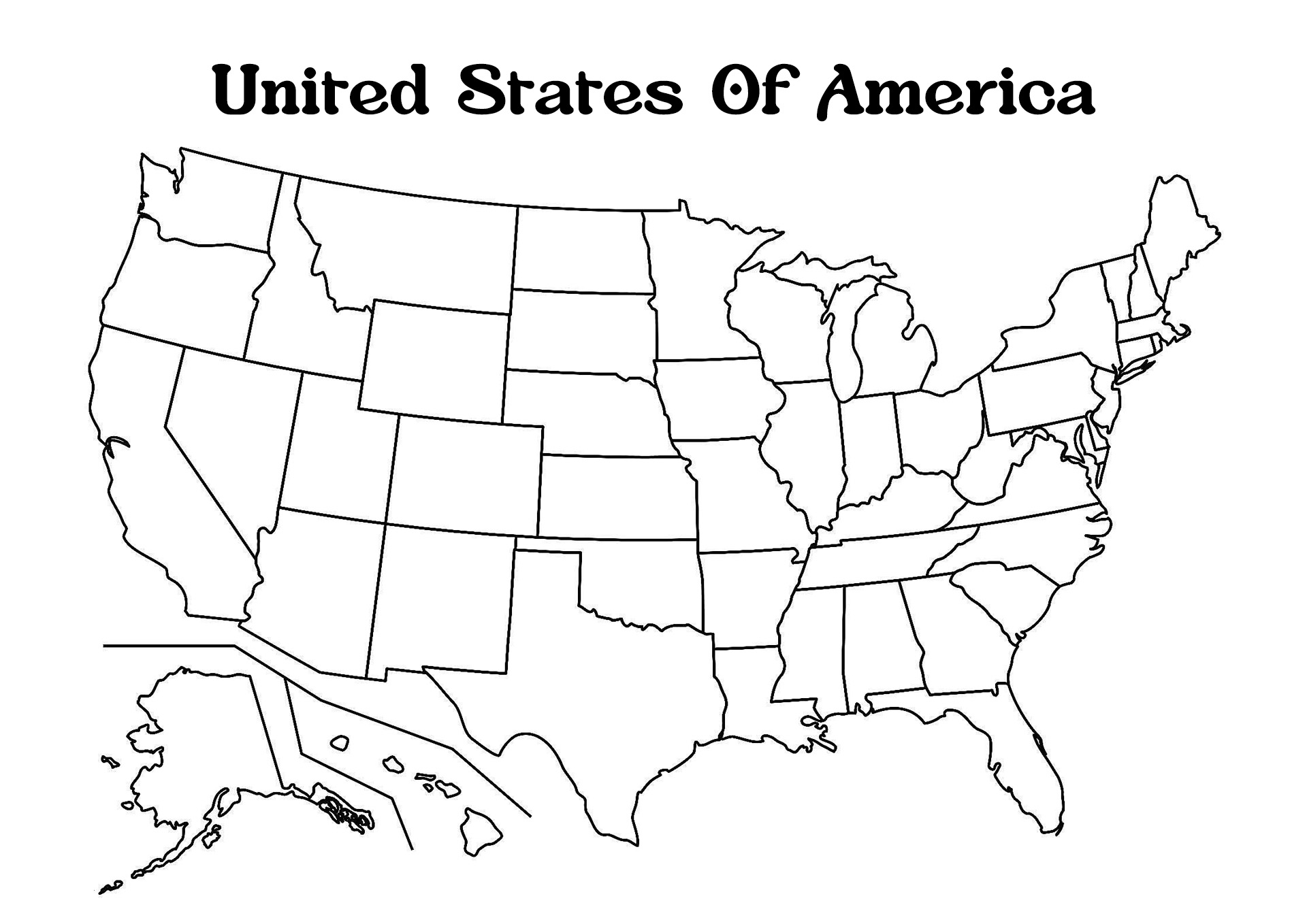United States of America Map Coloring Page Image