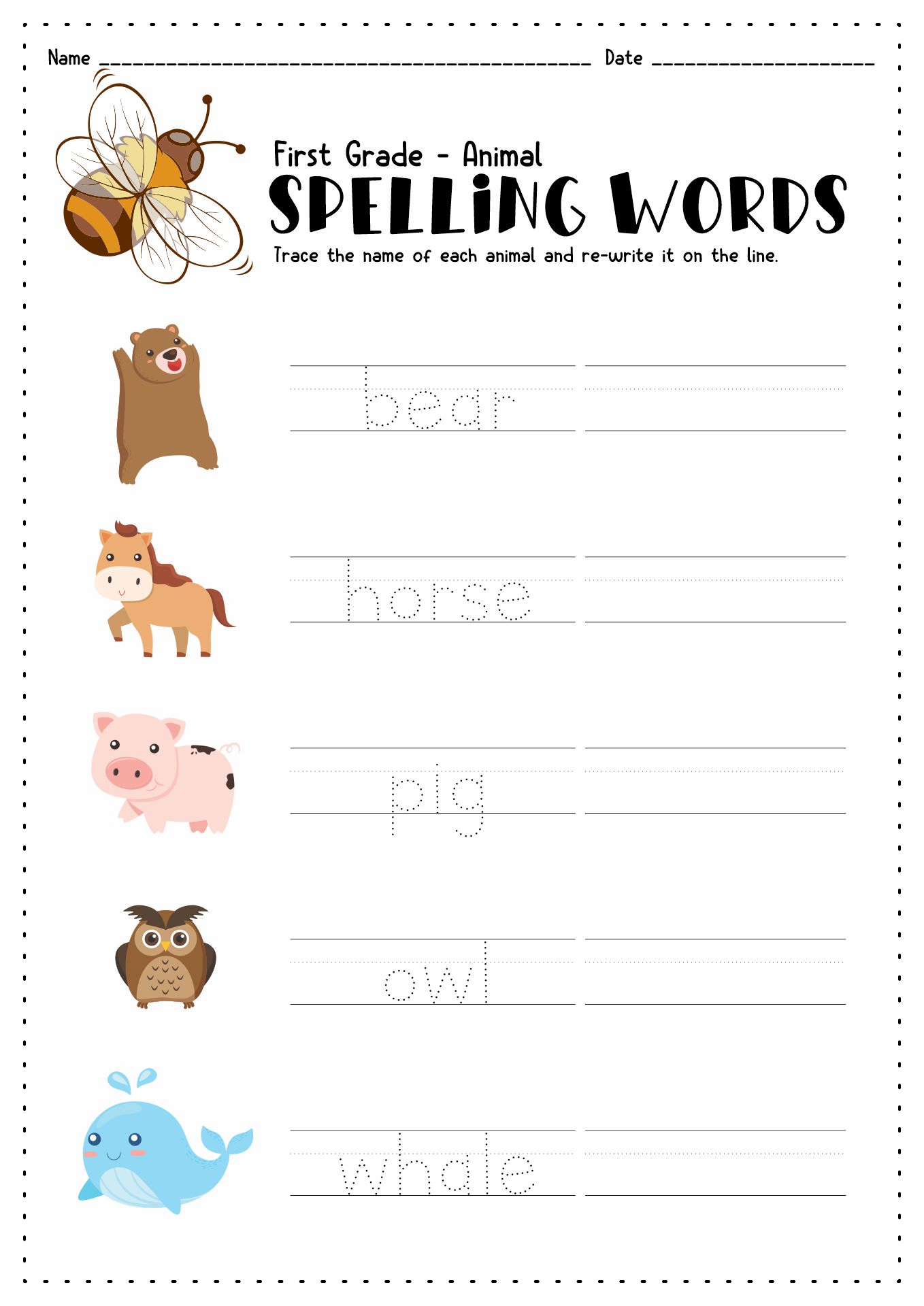 1 Grade Spelling Worksheets