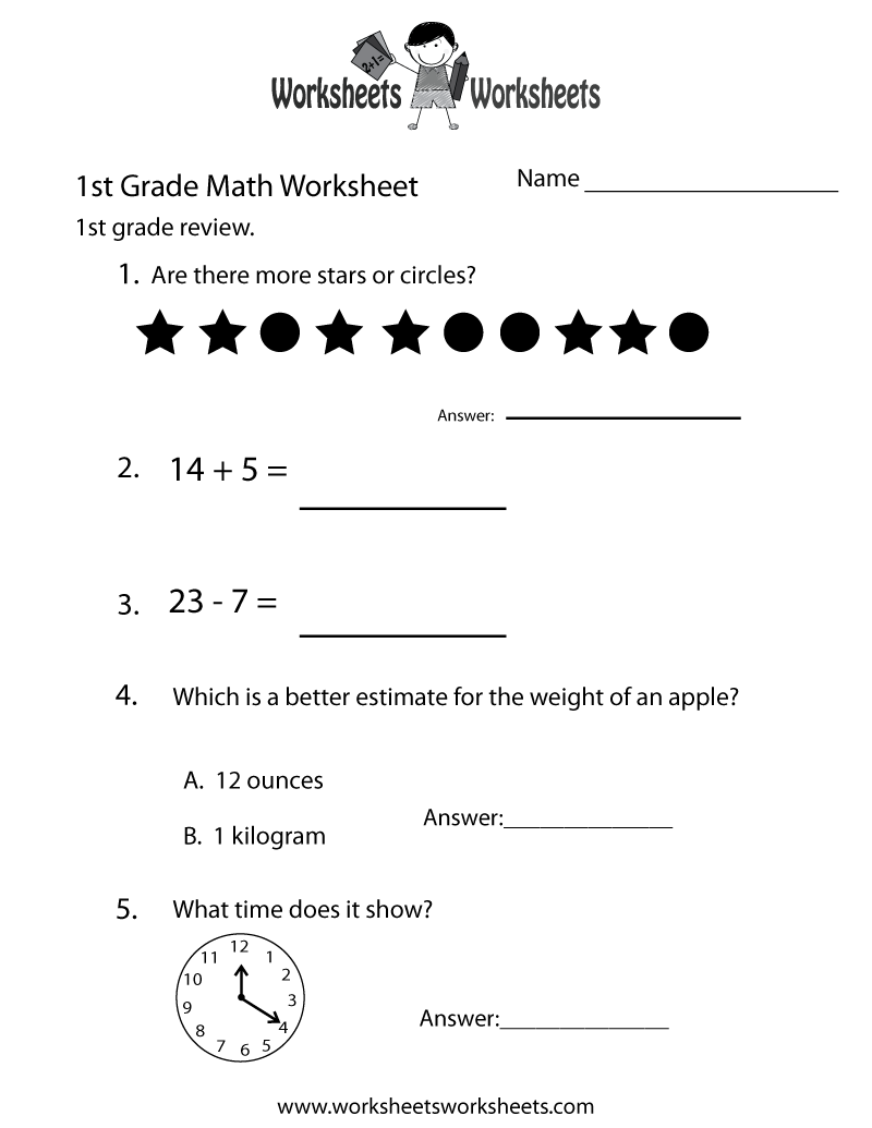 1st Grade Math Practice Worksheets