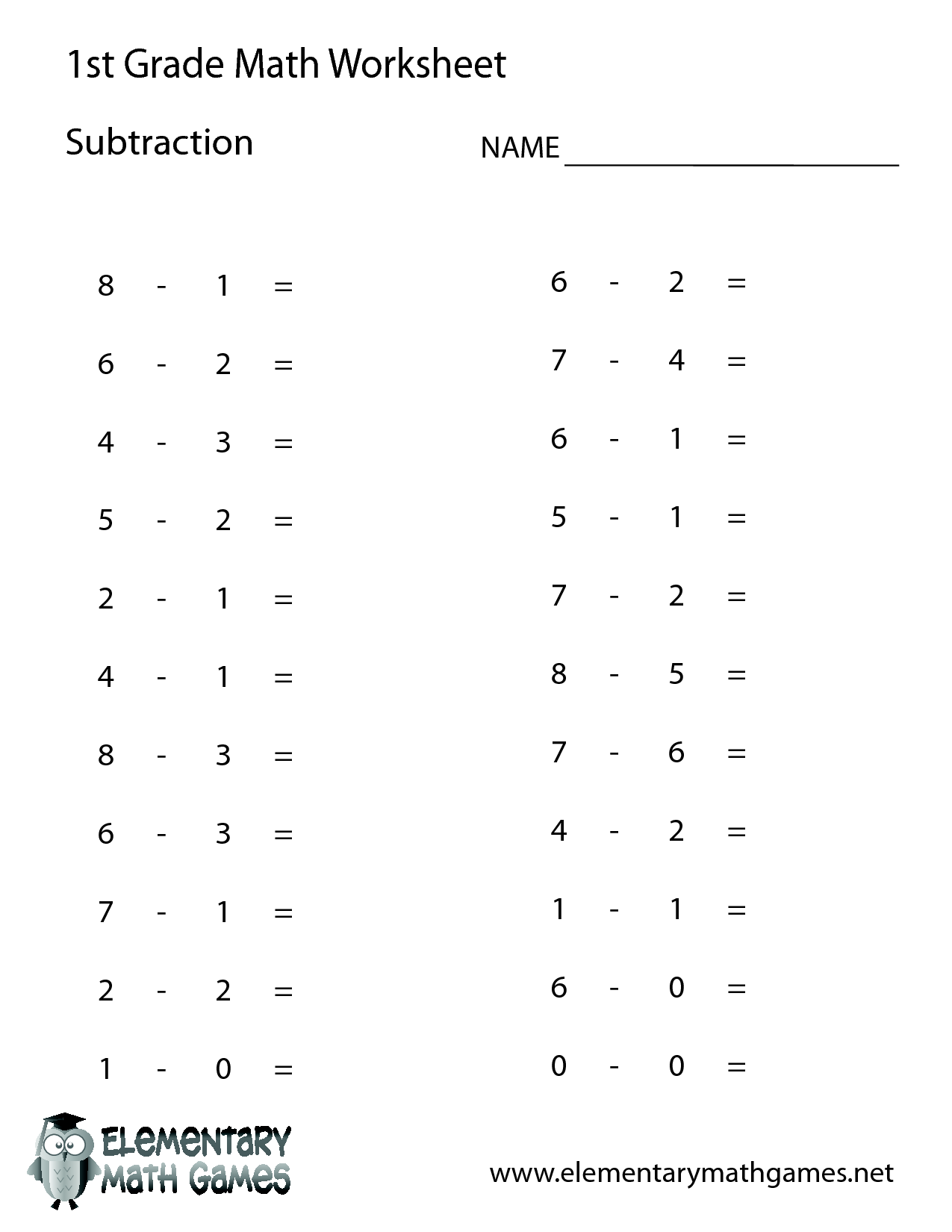 1st Grade Math Worksheets