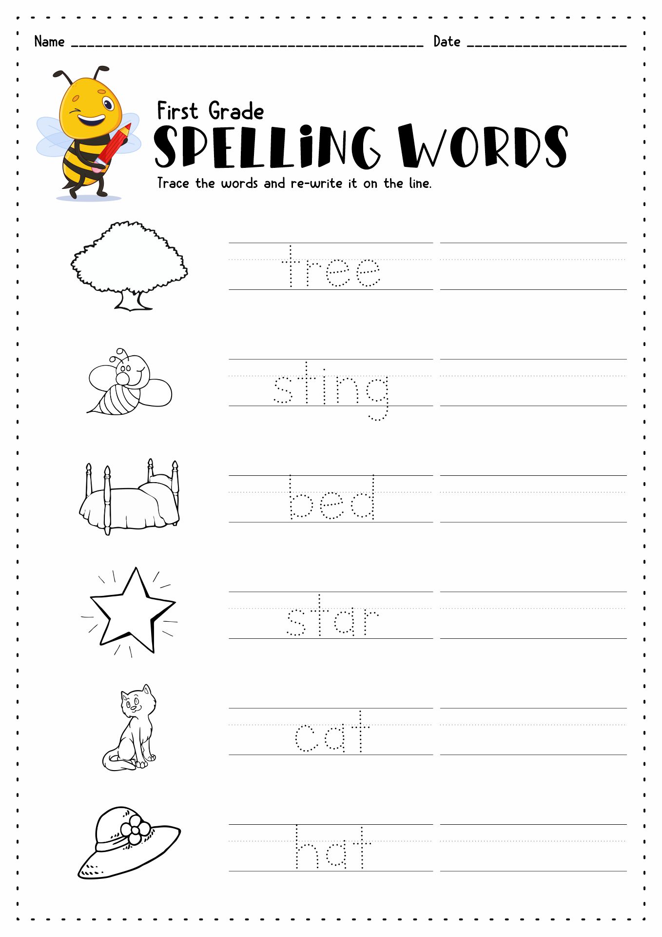 1st Grade Spelling Worksheets Printable Image