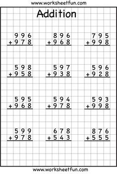 3-Digit Addition with Regrouping Worksheets Image