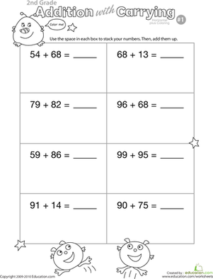 Addition with Regrouping Worksheets 2nd Grade Image