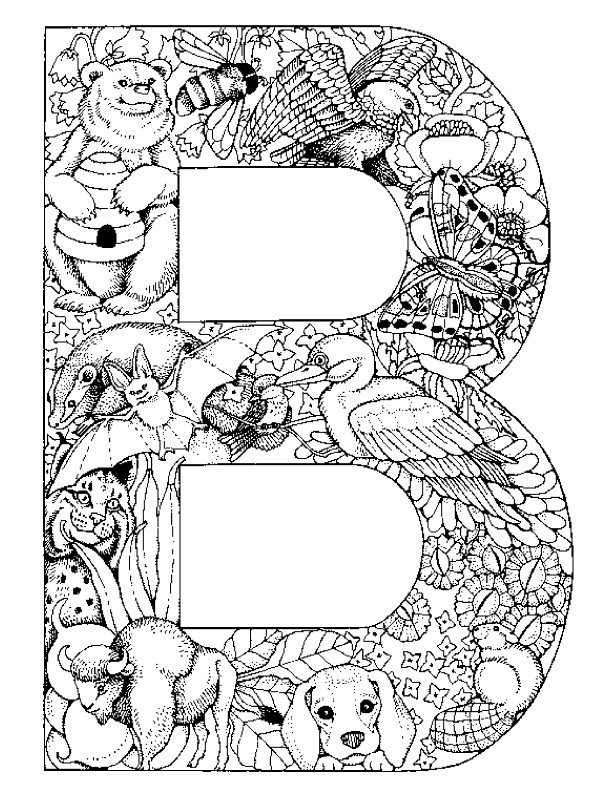 Alphabet Letter Coloring Pages with Animals Image