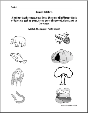 Animal Habitats First Grade Worksheets Image
