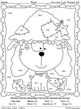 Color by Addition Fall Coloring Pages Image
