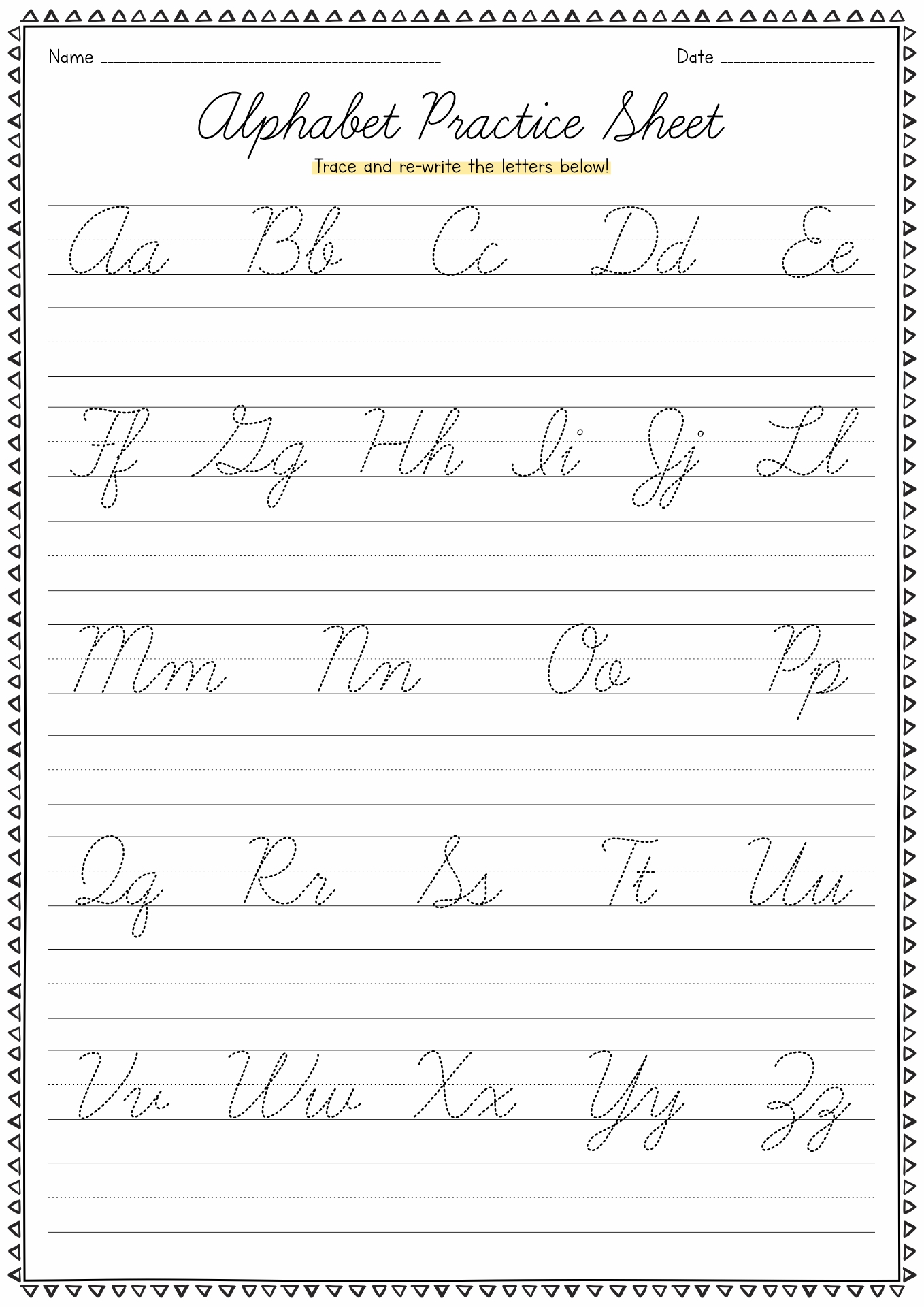 Cursive Writing Practice Letter Worksheets Image