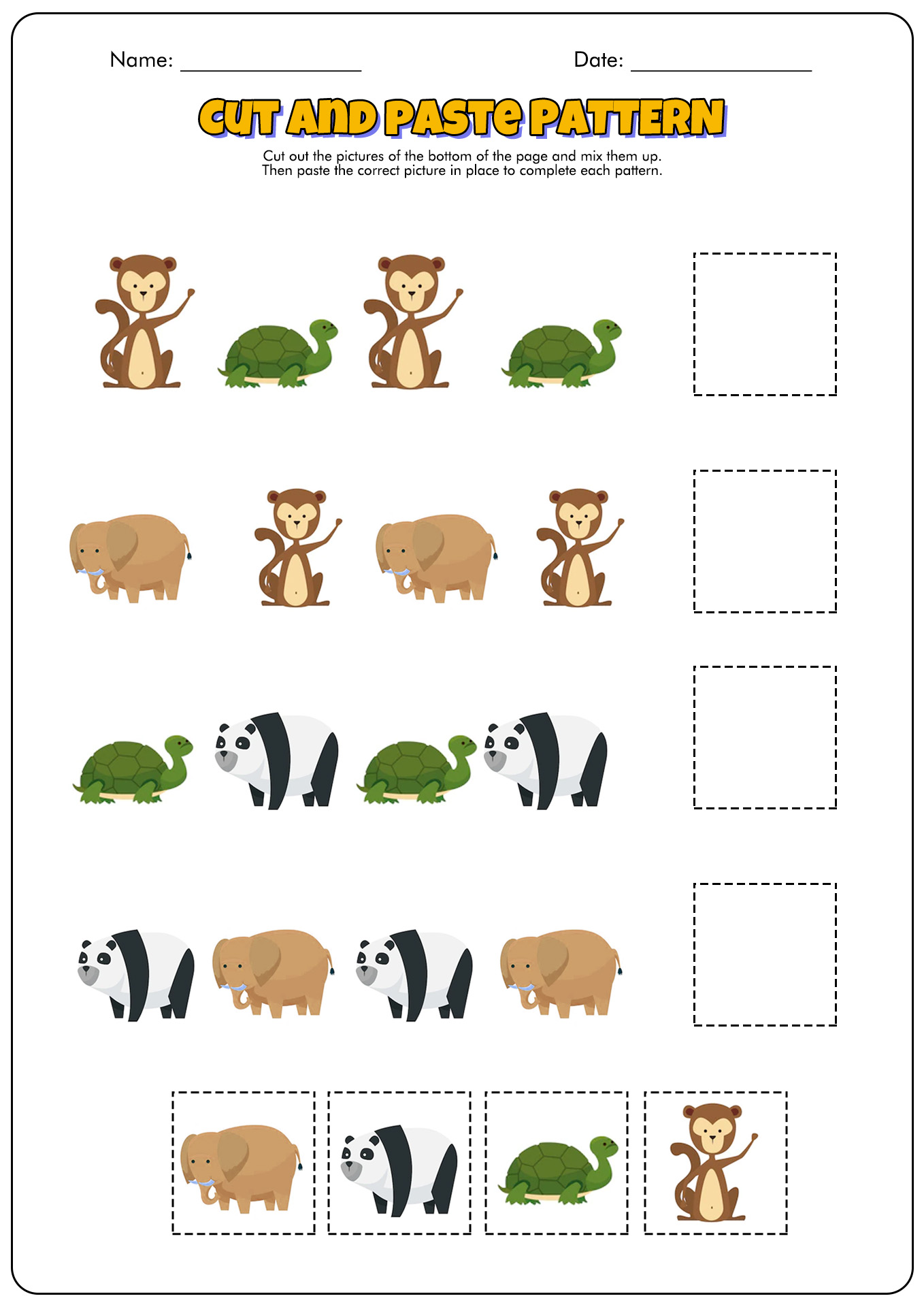 Cut and Paste Pattern Activities