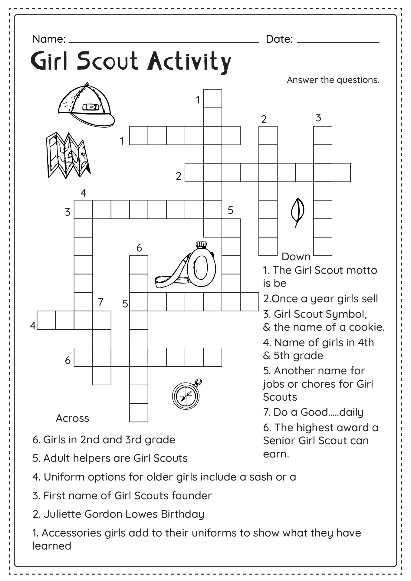 Girl Scouts Activity Worksheets