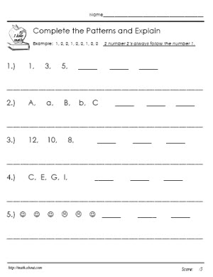 Grade 1 Math Worksheets Pattern Numbers Image