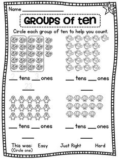 Groups of Ten Worksheets First Grade Image