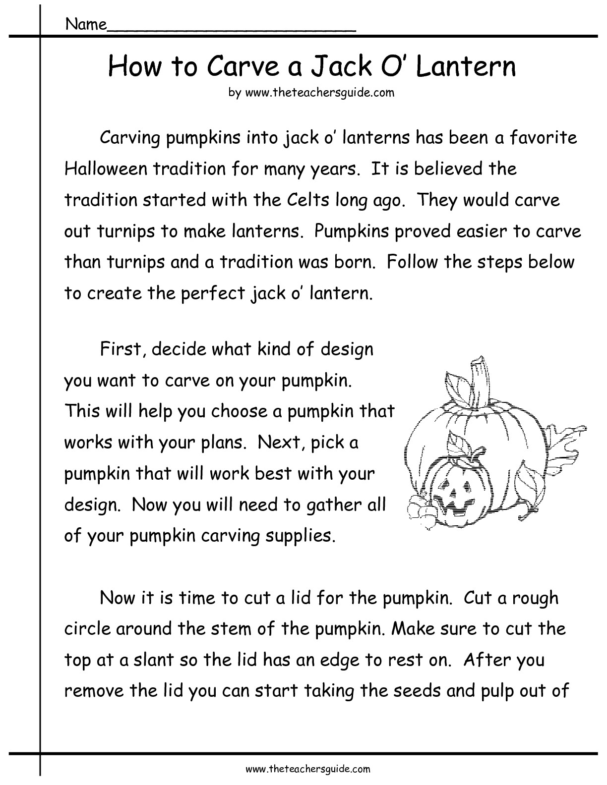 How to Carve a Pumpkin Worksheet Image