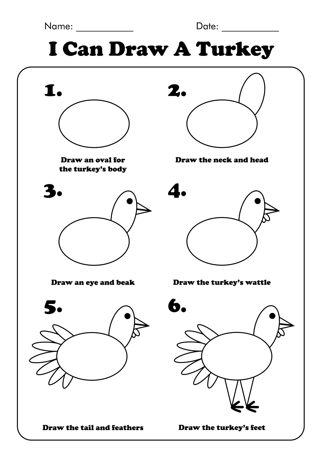 How to Draw a Turkey Step by To